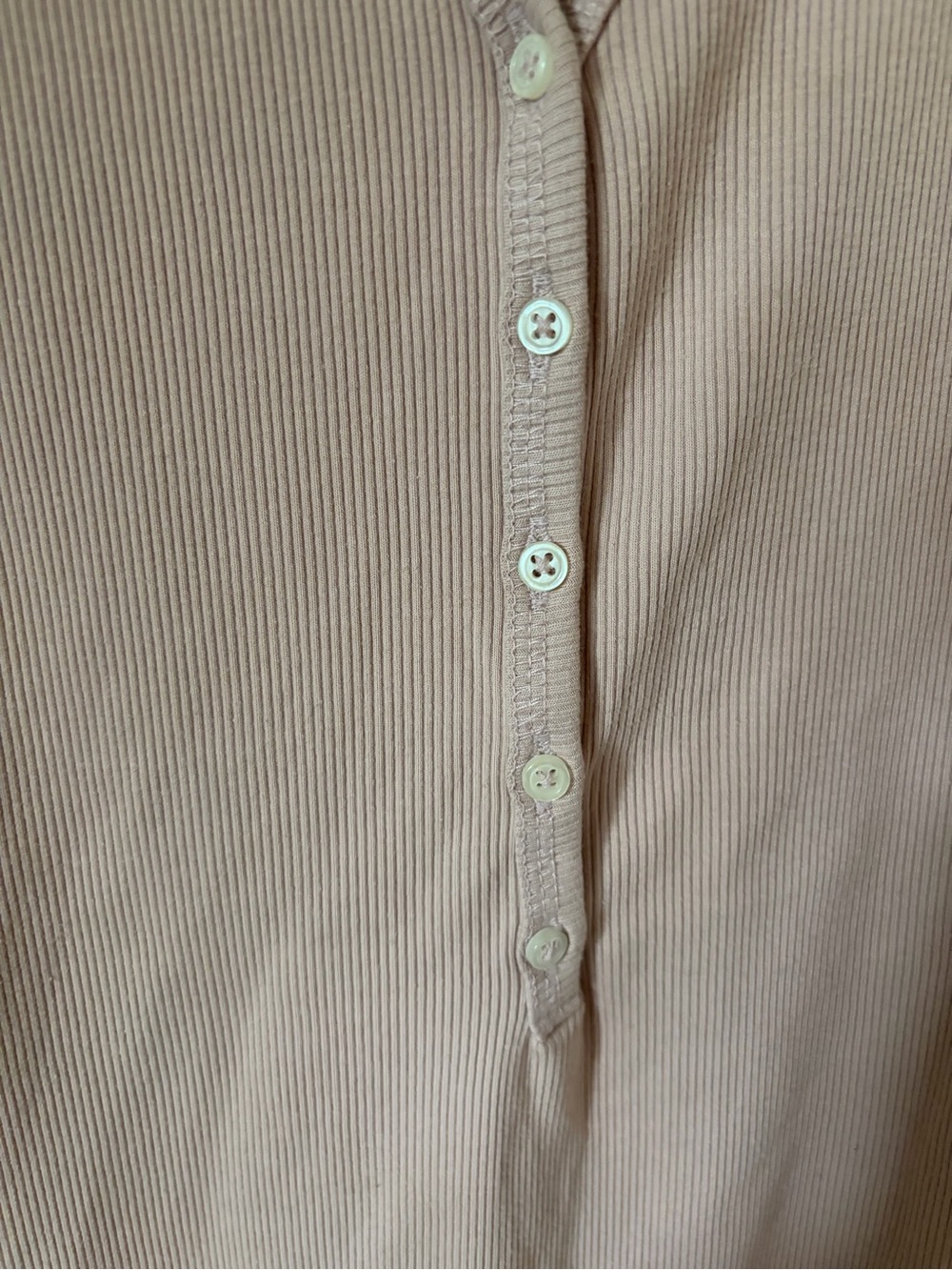 Women's Ribbed Button-Front pink bodysuit - Picture 3 of 9